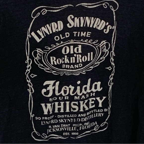 Vintage Tee Shirt Leonard Skynard Florida Sour Mash Whiskey Black 70s 80s Small - Picture 2 of 6